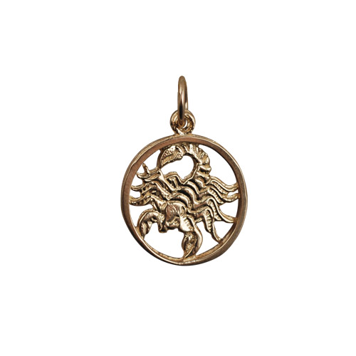 9ct Gold 15mm round Scorpio Zodiac Charm