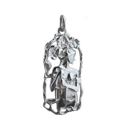 Silver 33x17mm Libra Zodiac Pendant