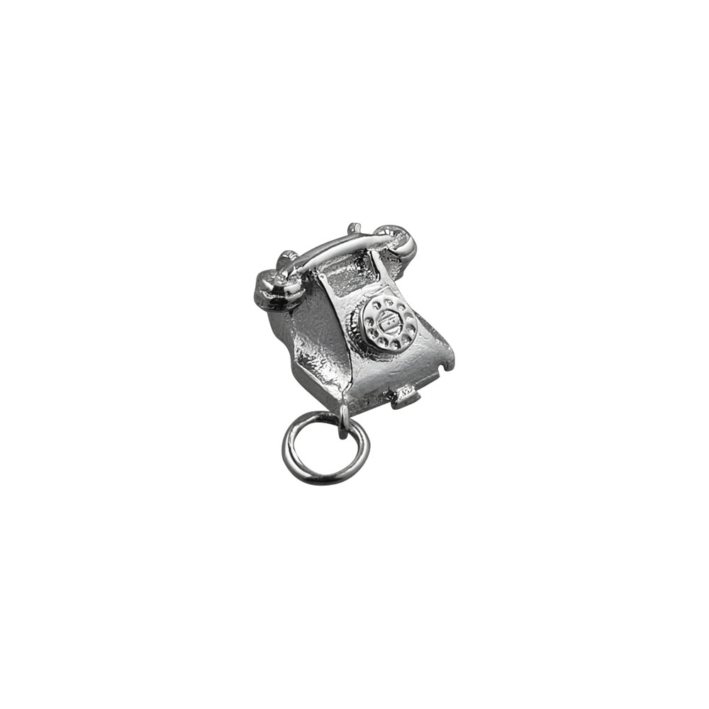 Silver 12x13mm solid Telephone Pendant or Charm - Image 2