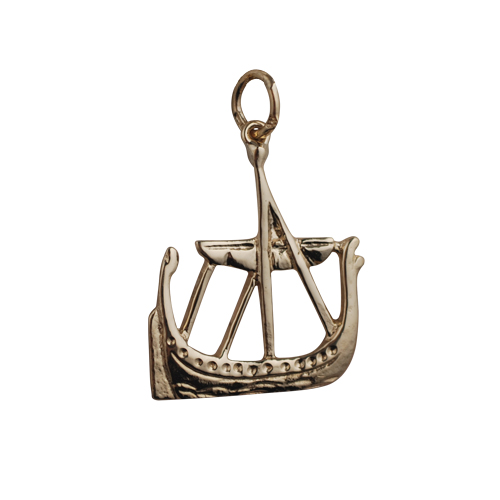 9ct Gold 21x18mm Viking ship plain back charm