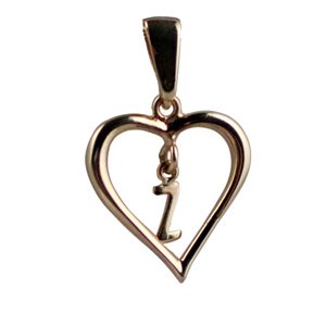 9ct Gold 18x18mm heart with a hanging Initial 'Z' with bail