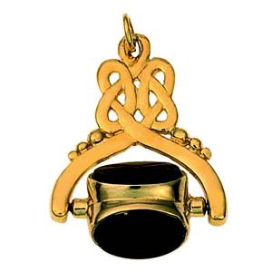 9ct Gold 38x25mm Celtic rope top Fob Pendant fob set with 3 stones
