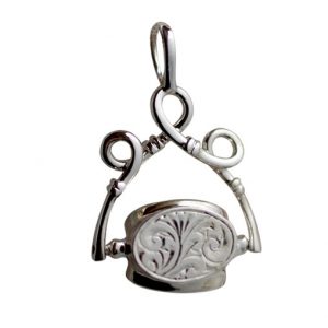 Silver 37x24mm 3 stone spinning Fob Pendant