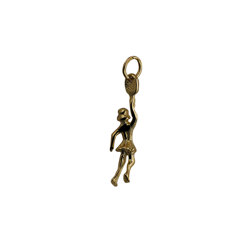 9ct Gold 29x9mm Female Tennis Player with Racket and Ball Pendant or Charm - Image 2