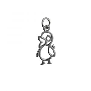 Silver 17x10mm pierced Duck Pendant or Charm