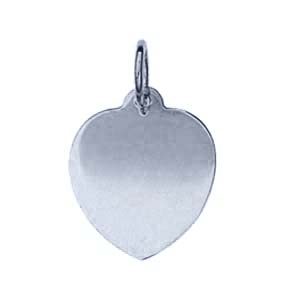 9ct White Gold 14x14mm plain heart Disc