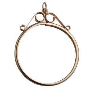 9ct Gold 37mm Full Krugerrand mount channel with 2 scrolls Pendant