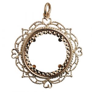 9ct Gold 35mm Full Sovereign mount with a diamond cut Bezel Pendant