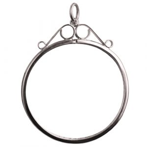 Silver 50x40mm Crown or five shilling 5/- coin mount with 2 scrolls Pendant