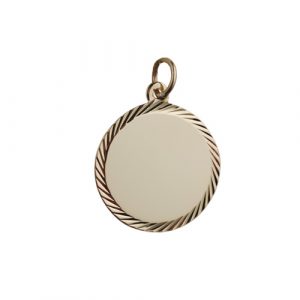 9ct Gold 19mm diamond cut edge round Disc