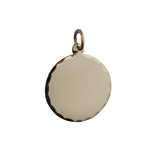 9ct Gold 19mm diamond cut edge round Disc