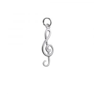 Silver 25x10mm round wire G Cleff charm