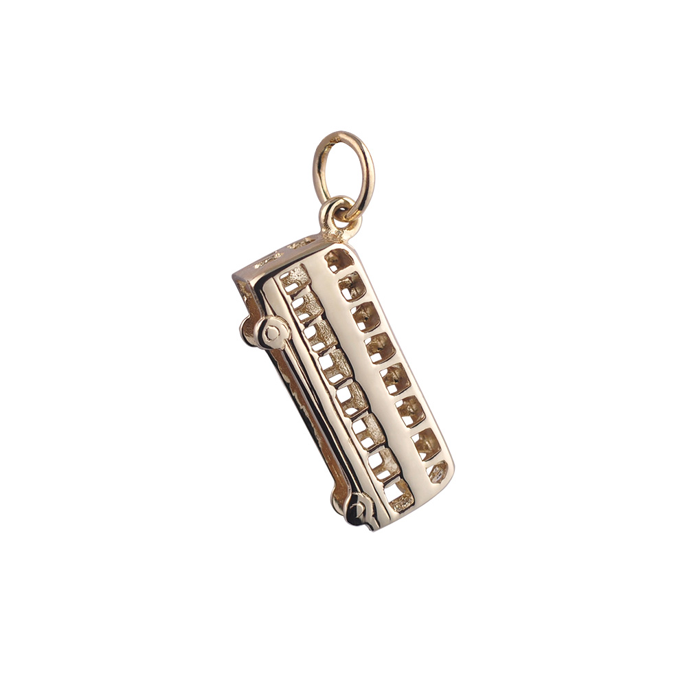 9ct Gold 20x8mm double decker bus Pendant or charm