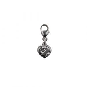 Silver 19x7mm heart symbol of charity Charm on a lobster trigger