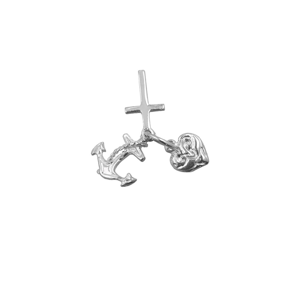 Three Silver 15x4mm pendant or charm symbols for faith hope and charity - Image 2
