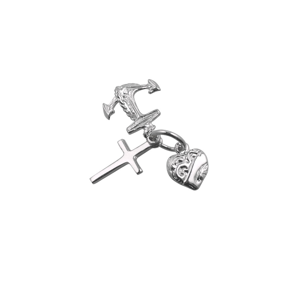 Three Silver 15x4mm pendant or charm symbols for faith hope and charity - Image 3