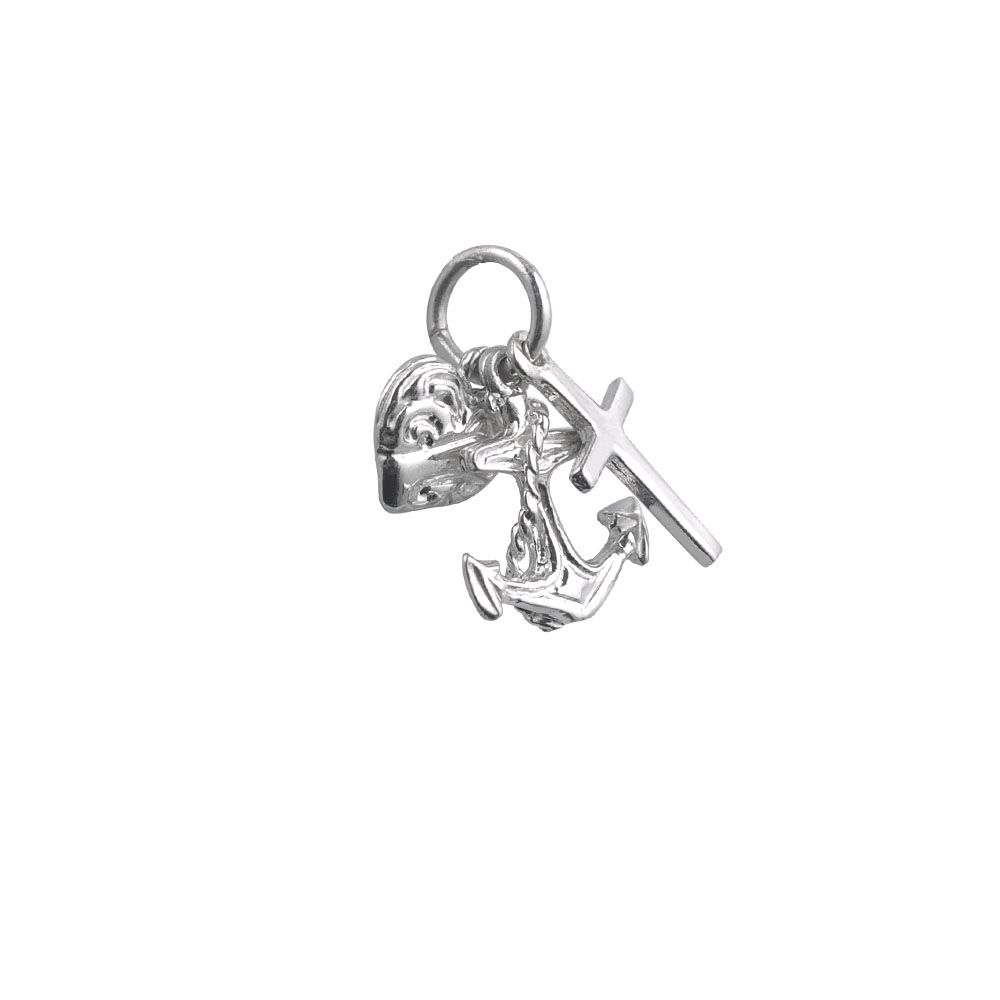 Three Silver 15x4mm pendant or charm symbols for faith hope and charity - Image 4