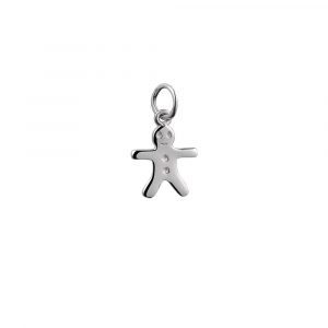 Silver 11x12mm Gingerbread Man Pendant or Charm