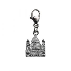 Silver 11x10mm solid St. Paul's Cathedral Charm on a lobster trigger