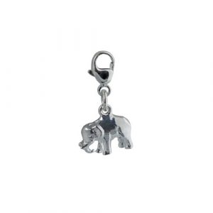 Silver 20x10mm Indian elephant Charm on a lobster trigger