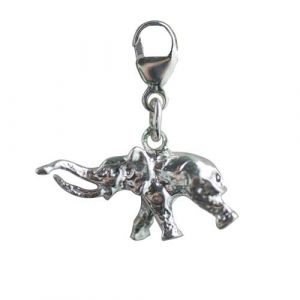 Silver 10x20mm elephant tusker Charm on a lobster trigger