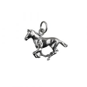 Silver 15x22mm galloping Horse Pendant or Charm