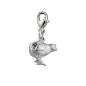 Silver 21x12mm Chick Charm on a lobster trigger