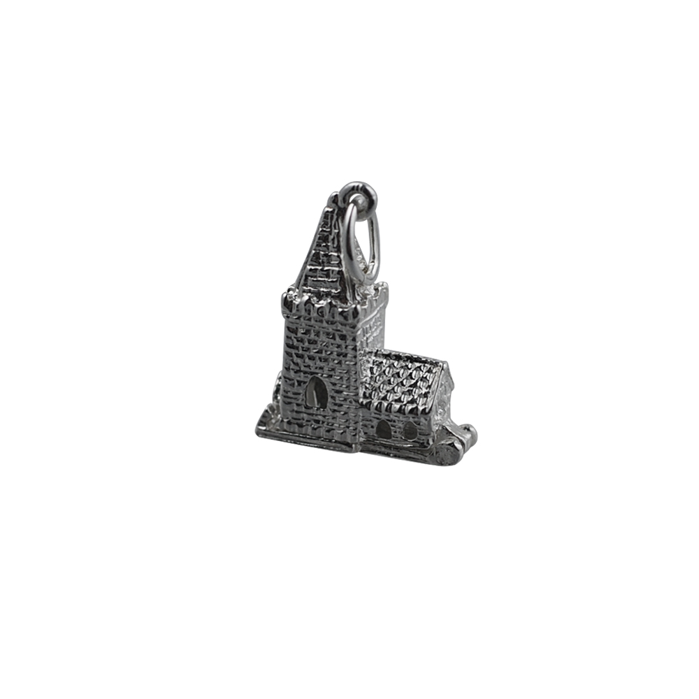 Silver 19x15mm moveable Charm a church inside a tiny bride and groom - Image 3