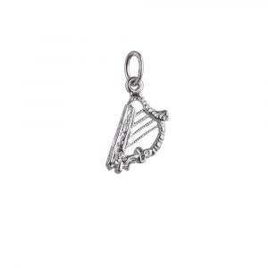 Silver 13x8mm Harp Pendant or Charm