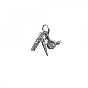 Three Silver 15x4mm Hairdressers Pendants or Charms