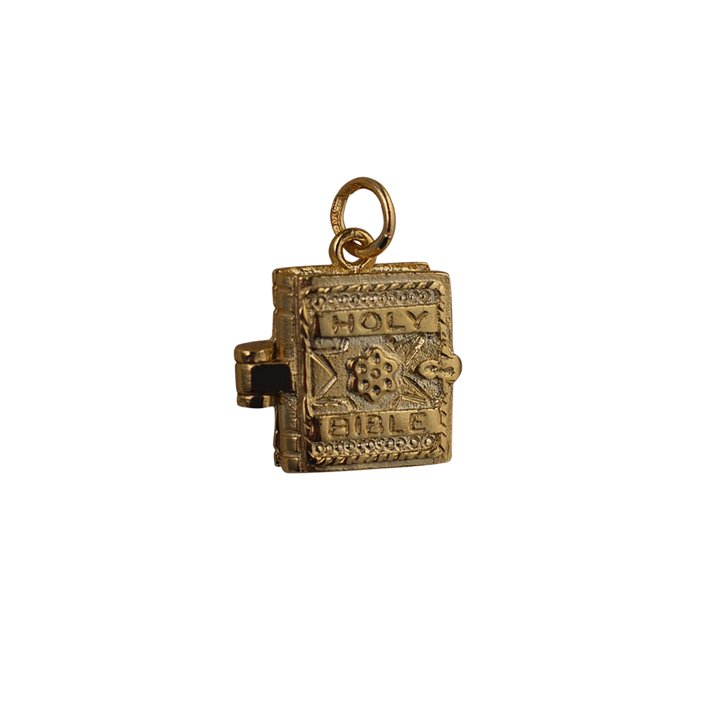 9ct Gold 16x14mm moveable Bible with the Lord's Prayer inside Pendant or Charm