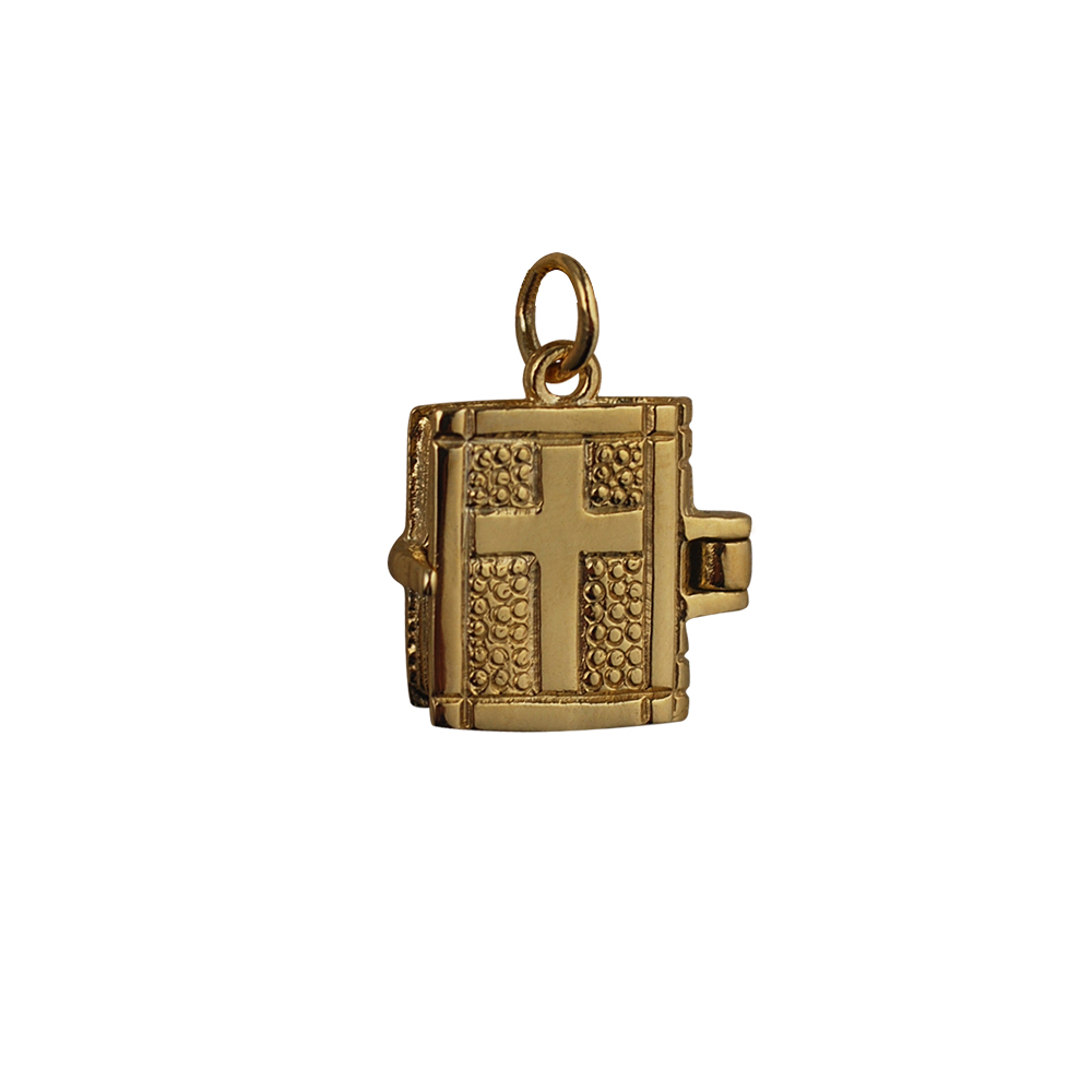 9ct Gold 16x14mm moveable Bible with the Lord's Prayer inside Pendant or Charm - Image 3