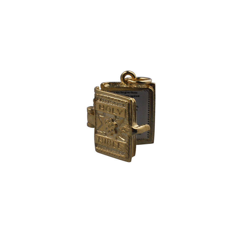 9ct Gold 16x14mm moveable Bible with the Lord's Prayer inside Pendant or Charm - Image 4