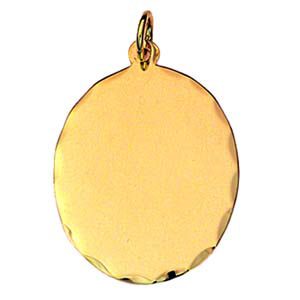 9ct Gold 26x21mm diamond cut edge oval Disc