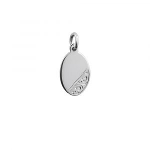 Silver 16x11mm hand engraved oval Disc