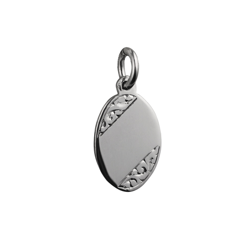 Silver 16x11mm hand engraved oval Disc
