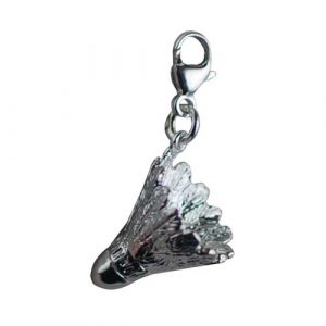 Silver 14x15mm Shuttlecock Charm on a lobster trigger