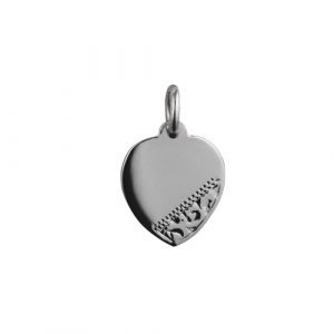 Silver 16x14mm hand engraved Heart Disc