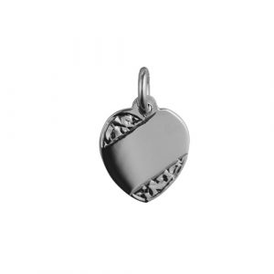 Silver 16x14mm hand engraved Heart Disc