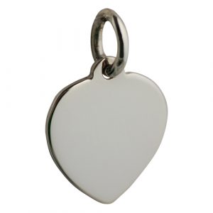 9ct White Gold 16x14mm plain Heart Disc