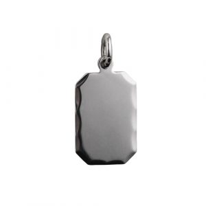 Silver 18x12mm diamond cut rectangular cut corner Disc