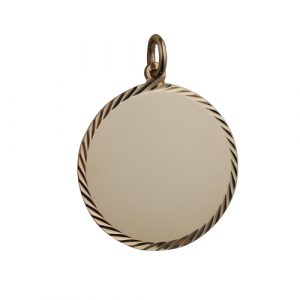 9ct Gold 26mm diamond cut edge round Disc