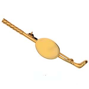 9ct Gold 58x12mm Golf club with a plain Disc Brooch