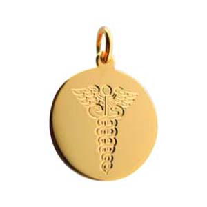 18ct Gold 20mm hand engraved Medical Alarm Disc