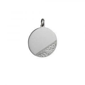 Silver 26mm round hand engraved Disc