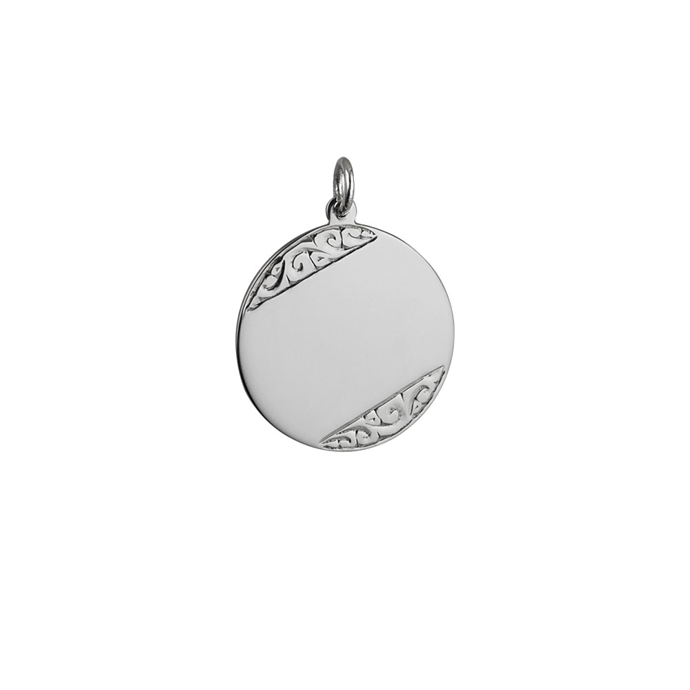 Silver 26mm round hand engraved Disc