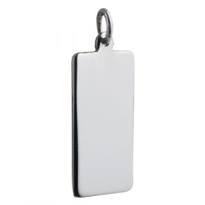 9ct White Gold 26x13mm Plain rectangular Disc