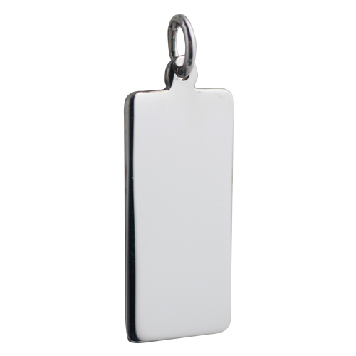 9ct White Gold 26x13mm Plain rectangular Disc