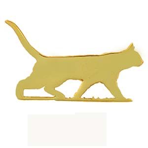 9ct Gold 21x35mm Cat in Silverhouette Brooch