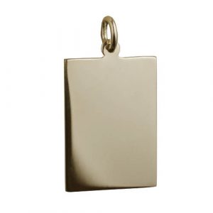 9ct Gold 25x18mm plain rectangular Disc